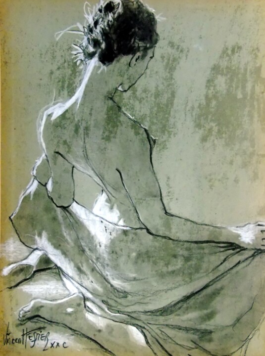 Painting titled "elle 3" by Vincent Tessier Xxc, Original Artwork, Wax
