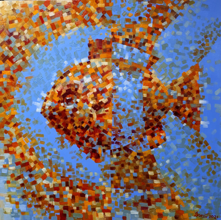 Fish movement 绘画, 35.4x35.4 in