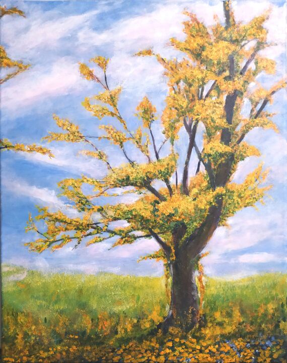 Peinture intitulée "C'est l'automne" par Myriam Gylon, Œuvre d'art originale, Acrylique