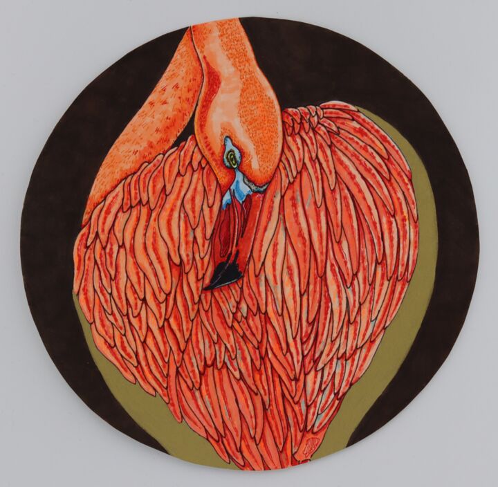 Flamingo (brown) 图画, 7.8x7.8 in