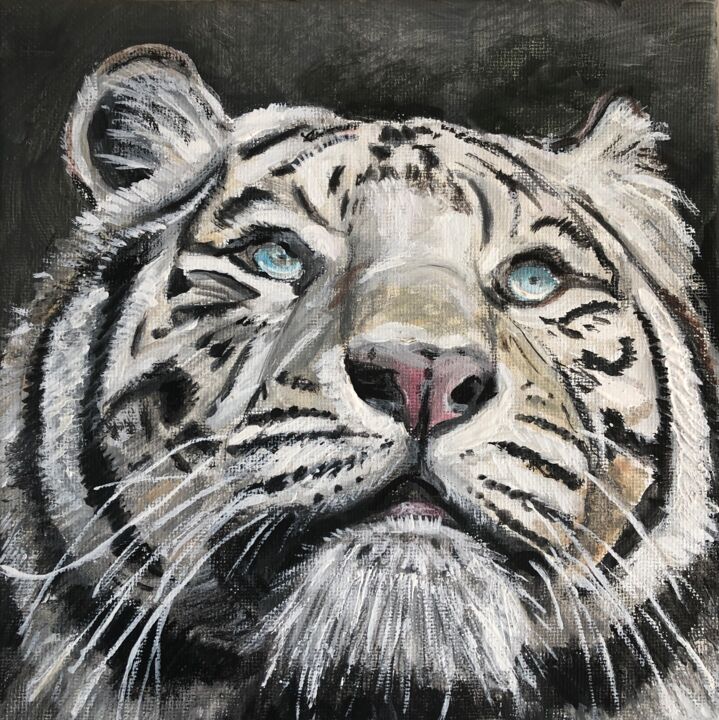 Head of Siberian tiger 绘画, 7.9x7.9 in