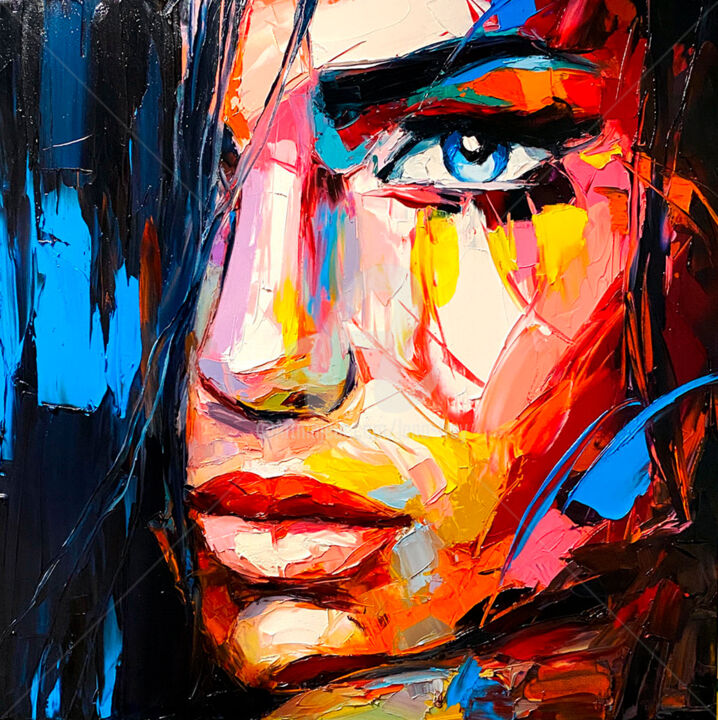 Painting titled "Cherry-pick" by Lana Frey, Original Artwork, Oil Mounted on Wood Stretcher frame