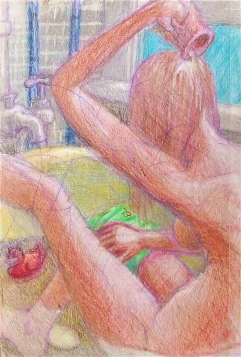 Woman Bathing 图画, 12x9 in
