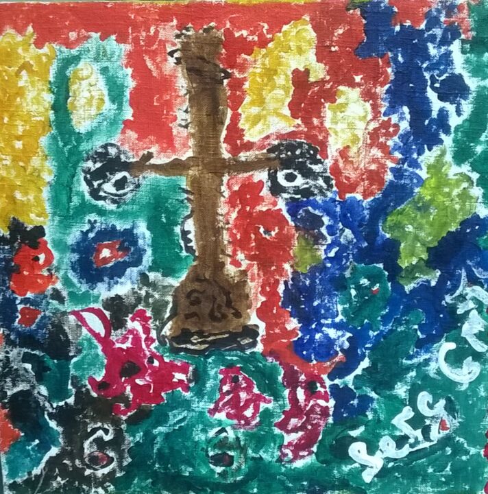 Крест с глазами 绘画, 15.8x15.8 in