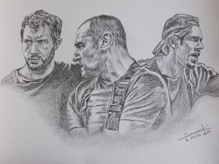 Dessin du film Bac Nord réalisé au crayon 图画, 11.7x16.5 in
