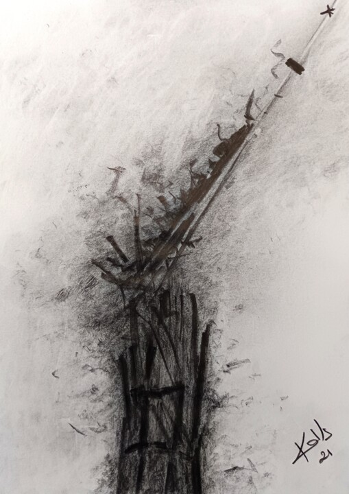 La flèche de notre dame de Paris/grey 图画, 16.5x11.7 in