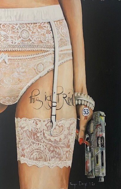 Malerei mit dem Titel "Maquette Popart N3" von Roger Dame, Original-Kunstwerk, Öl