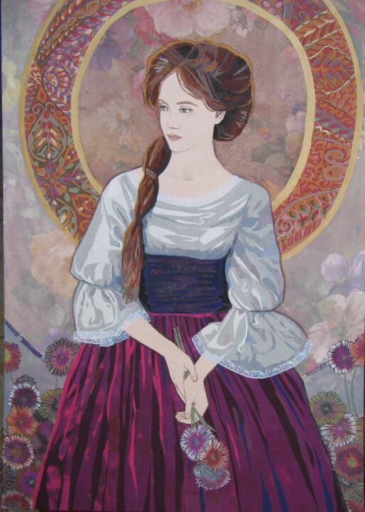 Lady with Flowers 纺织艺术