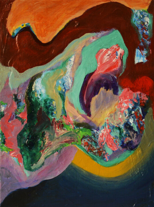Bird, Moon And The Falling Garden 绘画, 15.8x11.8 in