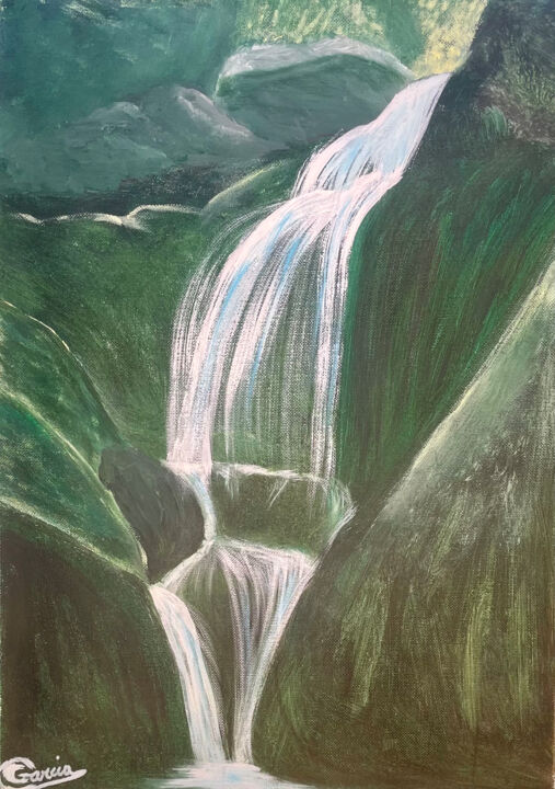 Painting titled "Une coulée émotionn…" by Corinne Garcia, Original Artwork, Acrylic