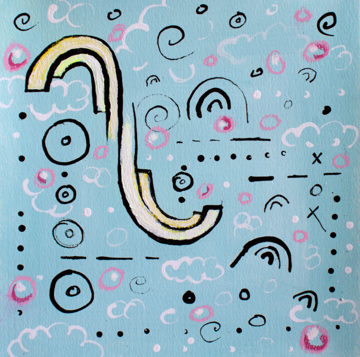 Xo Rainbow clouds 绘画, 8x8 in
