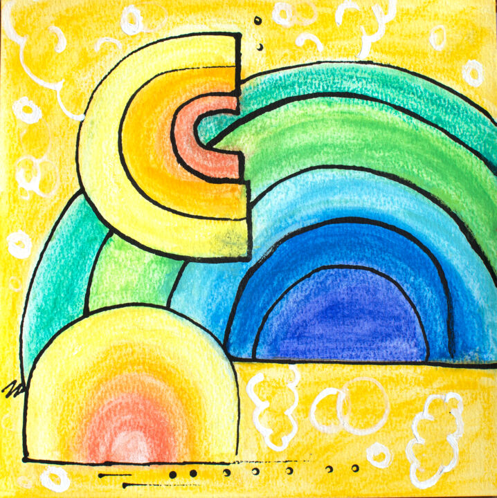 Energizing Rainbows 绘画, 8x8 in