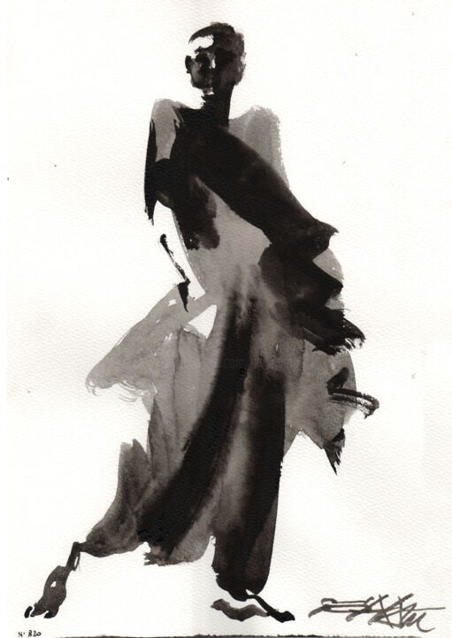 N°820 Dance. Ana Lee Evans. Encre de Chine 绘画, 11.7x8.3 in