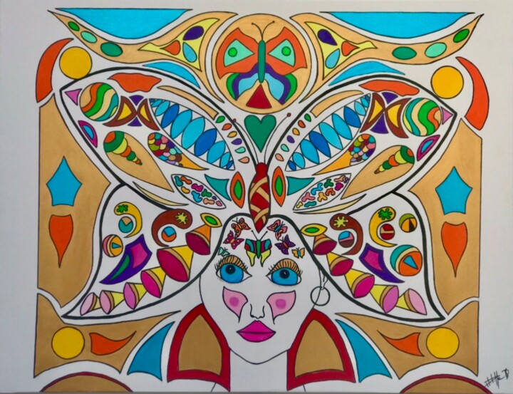 Miss borboleta 绘画, 35x45.7 in