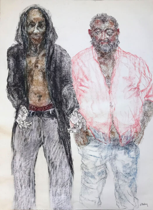 Deux amis de passage 图画, 42.5x31.5 in
