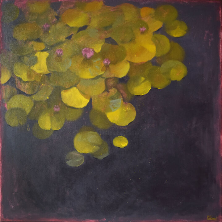 Painting titled "Pond in the botanic…" by Polina Kharlamova, Original Artwork, Oil