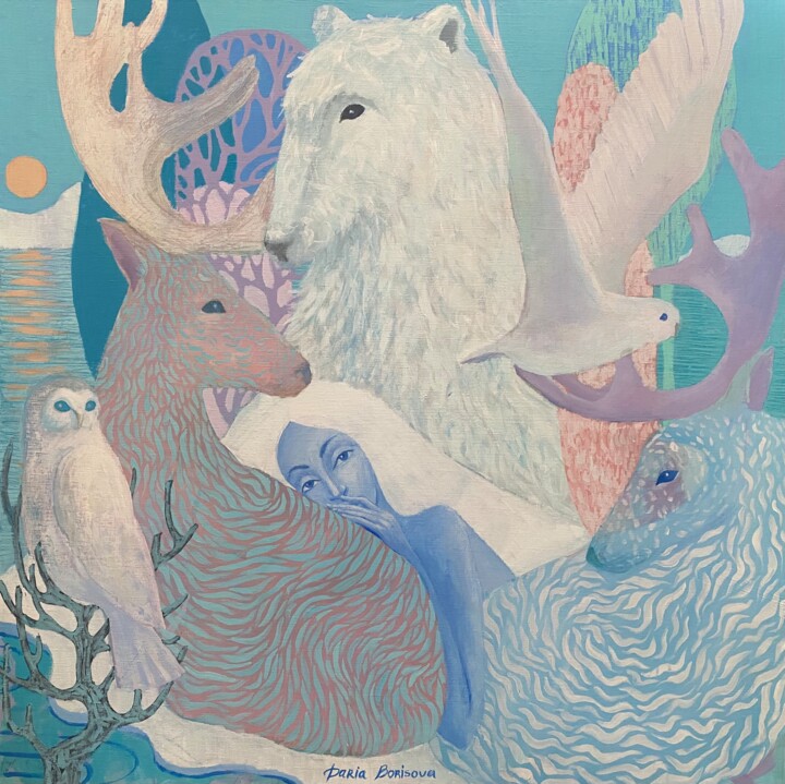 Arctic Family 绘画, 36x36 in
