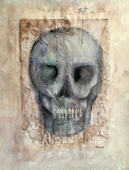 Skull#4 - art brut - art contemporain 绘画, 22.1x13.4 in
