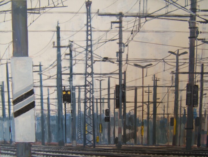 Malerei mit dem Titel "Catenary" von Andy Hudson, Original-Kunstwerk, Öl Auf Keilrahmen aus Holz montiert