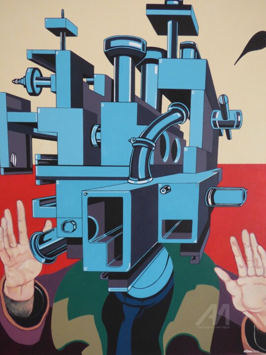 LE CRI( de l'homme moteur) 绘画, 28.7x23.6 in