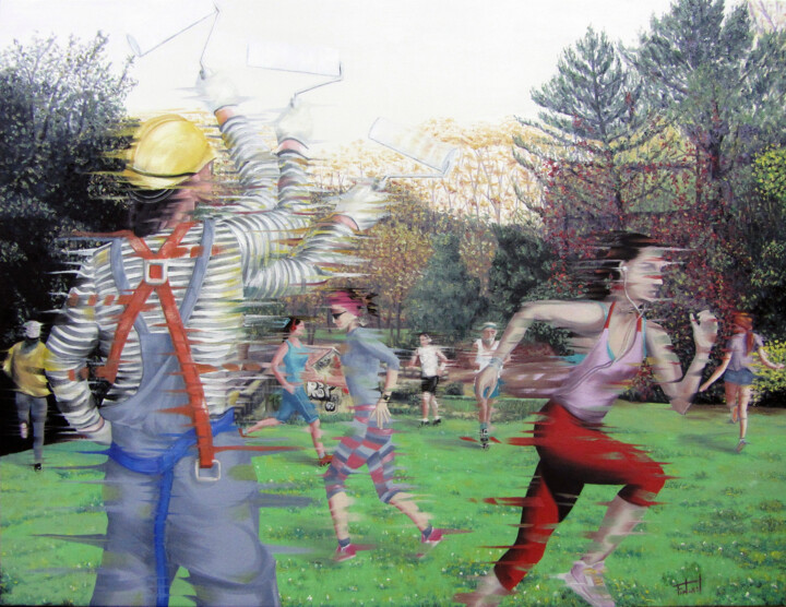 Pintura titulada "Temps de còrrer (Un…" por Josep Maria Fontanet Sureda, Obra de arte original, Oleo Montado en Bastidor de…