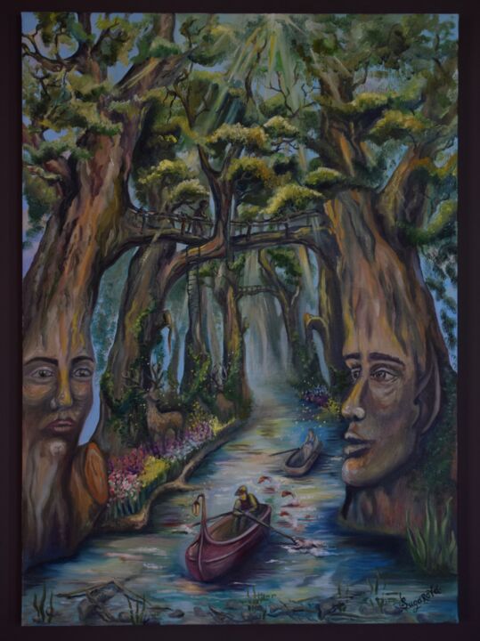 Mysterious forest 绘画, 27.6x19.7 in