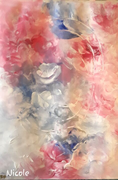 Painting titled "Un nuage de fleurs" by Nicole De Pauw, Original Artwork, Acrylic