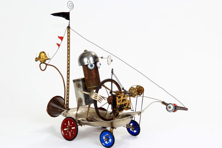Sculpture titled "top driver in form…" by Branimir Misic, Original Artwork, Metals