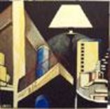 Schilderij getiteld "rode balustrade" door Peter T. De Valois, Origineel Kunstwerk