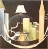 Schilderij getiteld "towers with a lamp" door Peter T. De Valois, Origineel Kunstwerk
