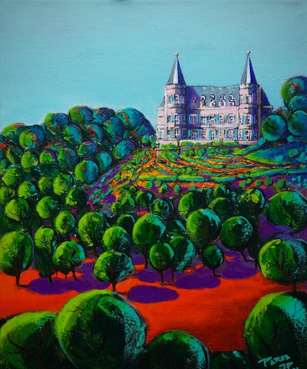 Painting titled "« Autour du château…" by Jean-Pierre Parée, Original Artwork, Acrylic Mounted on Wood Stretcher frame