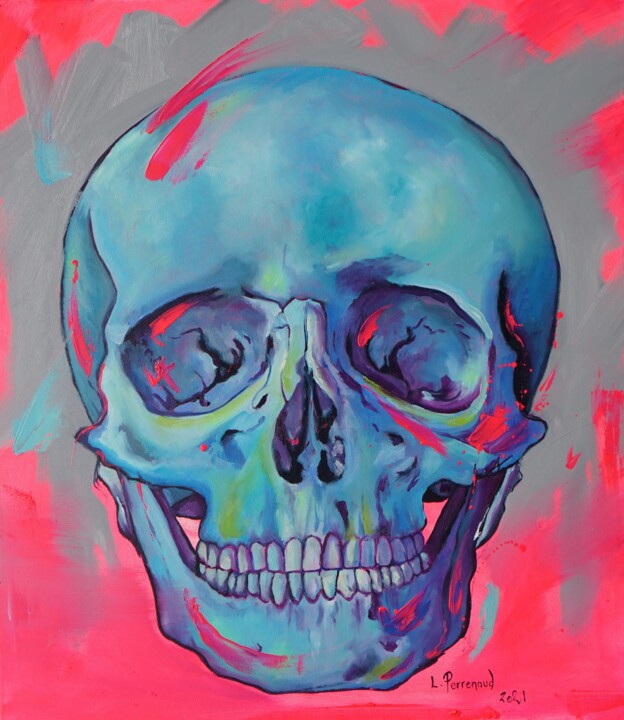 Pink Skull 绘画, 27.6x23.6 in