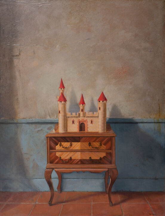Castillo sobre mesilla de noche 绘画, 45.7x35 in