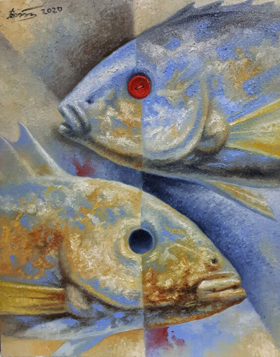 Golden Fish Wish 绘画, 19.7x15.8 in