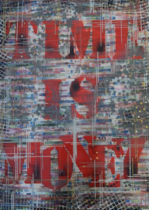 TIME IS MONEY #1 DOLLART 拼贴, 27.6x19.7 in