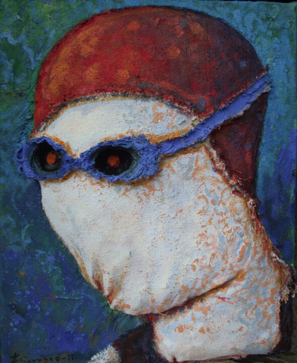 NADADOR MUDO 绘画, 23.6x20.1 in