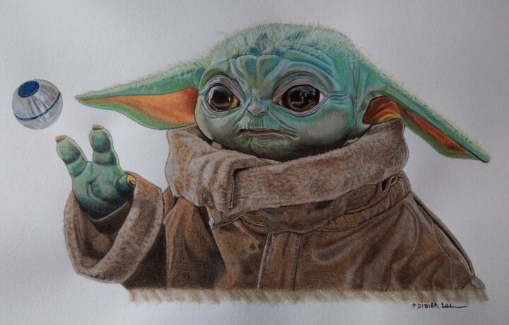 Baby Yoda -Star Wars- 绘画, 15.8x23.6 in