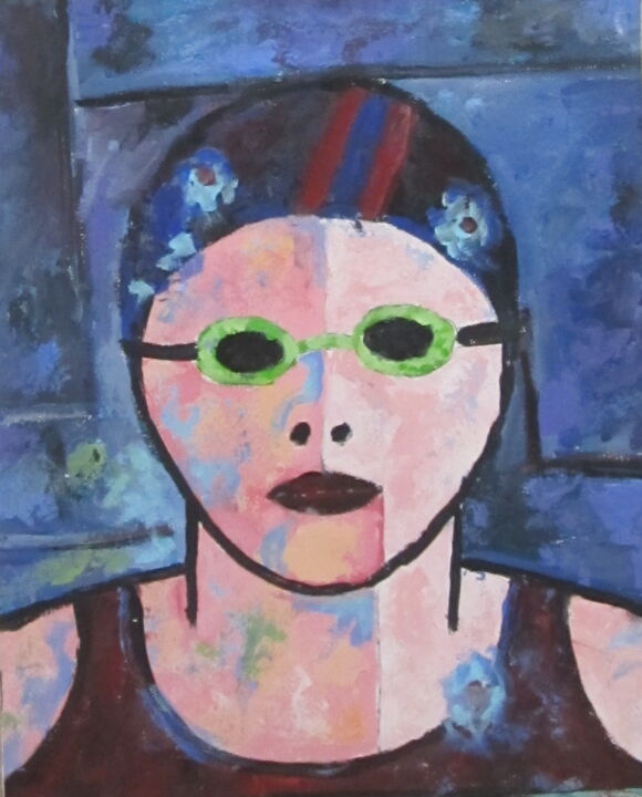 NADADOR GAFAS VERDES I 绘画, 24x19.7 in