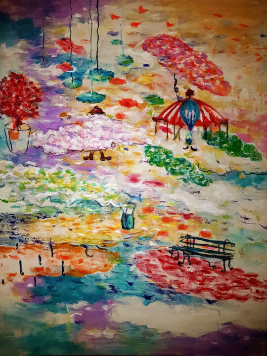 Painting titled "Oblacis" by Zlata Maksimovic, Original Artwork, Acrylic