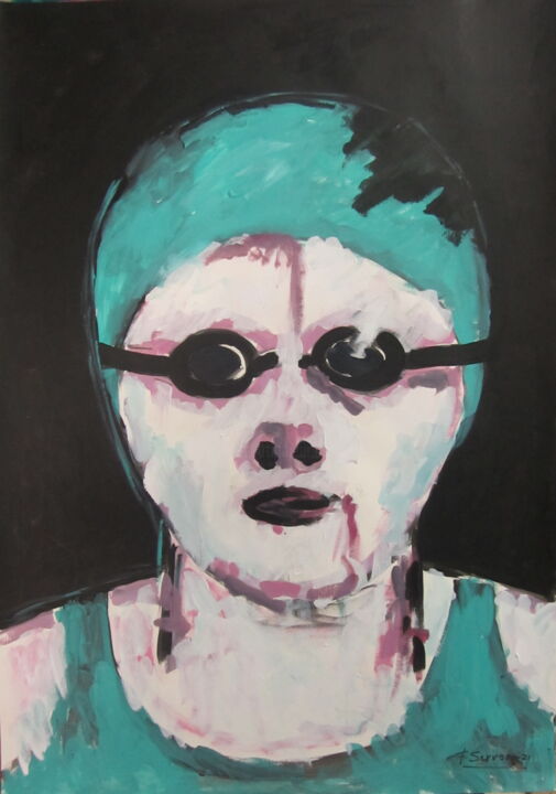 SWIMMER 绘画, 39.4x27.6 in