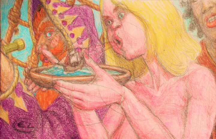 Drawing titled "The Wind Witch" by Edwin Loftus, Original Artwork, Pastel Mounted on Other rigid panel