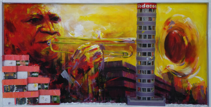 Hugh Masekela 绘画, 23.6x45.3 in