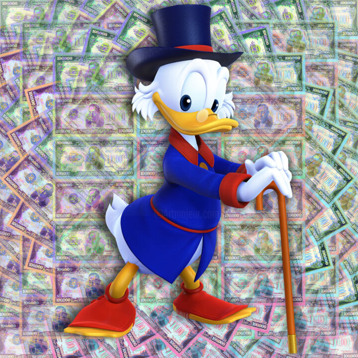 Scrooge McDuck Money Gangsta Rich Cash Bills Pop 2 绘画, 20x20 in