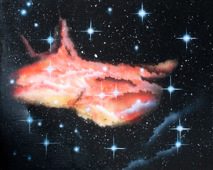 Painting titled "NGC-59210" by Pascal Genevois, Original Artwork, Acrylic Mounted on Wood Stretcher frame