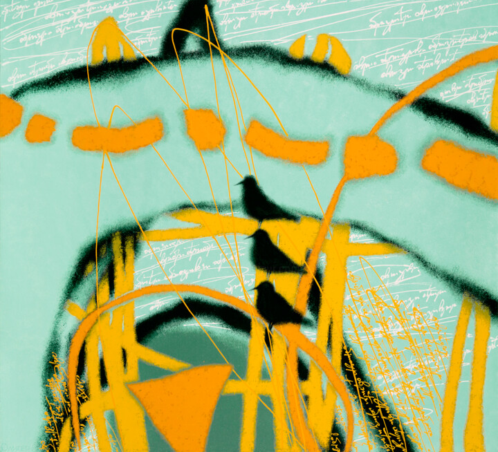 Sundial 日晷 绘画, 39.4x43.3 in