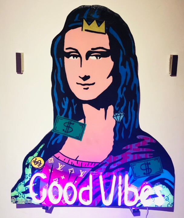 Good Vibes Mona Lisa 绘画, 29.1x23.6 in