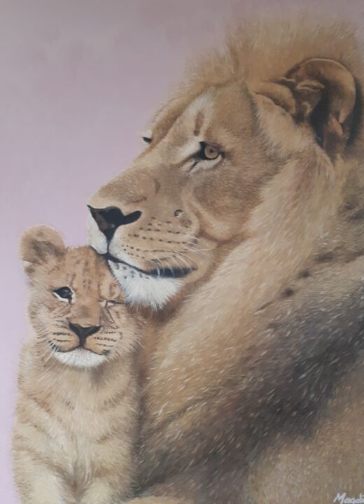 Peinture intitulée "Tendresse" par Magali Genetier, Œuvre d'art originale, Acrylique Monté sur Châssis en bois