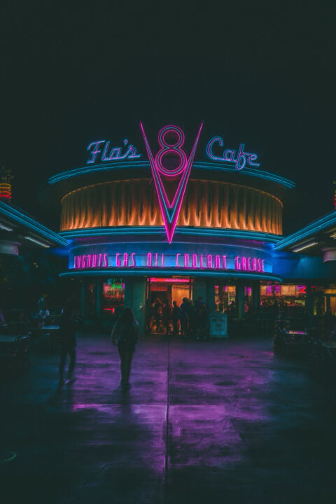 Americana Neon Retro Vintage Diner At Night 绘画, 24x16 in