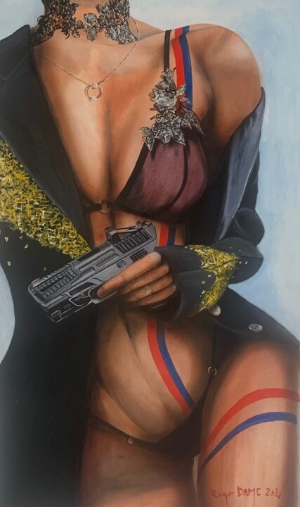 Malerei mit dem Titel "Maquette Popart N4" von Roger Dame, Original-Kunstwerk, Öl