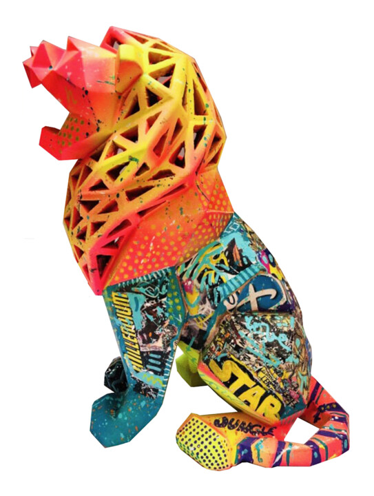 Pop Lion Ii 雕塑, 5.9x11.8 in
